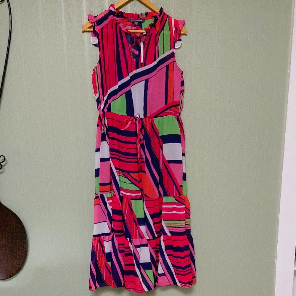 JULIA JORDAN Multicolor Striped Midi Dress Size 2 Colorful